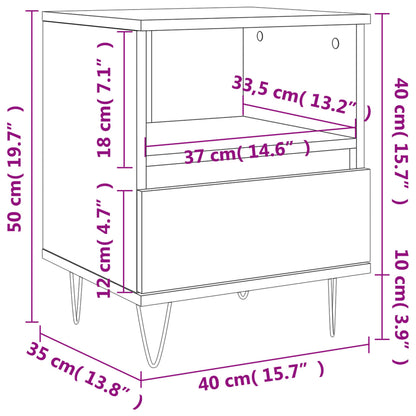 Grey Sonoma Bedside Cabinet 40x35x50 cm - Engineered Wood