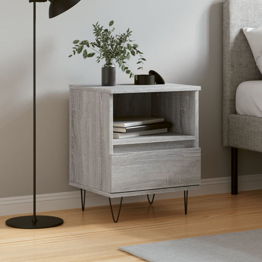 Grey Sonoma Bedside Cabinet 40x35x50 cm - Engineered Wood