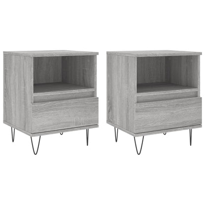 Grey Sonoma Engineered Wood Bedside Cabinets, Set of 2, 40x35x50 cm