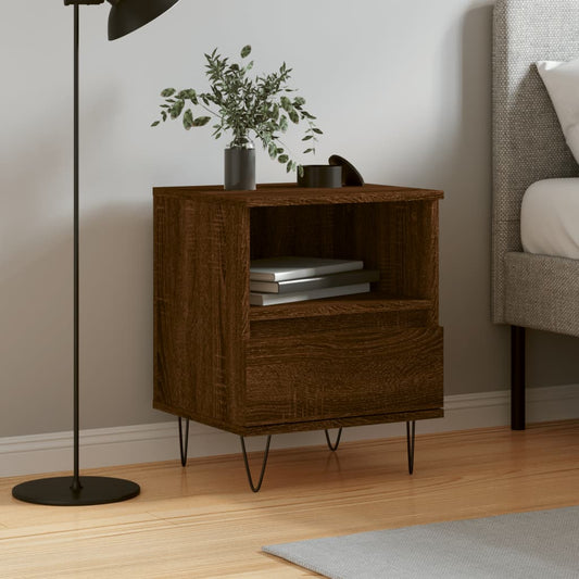 Brown Oak Bedside Cabinet 40x35x50 cm - Engineered Wood