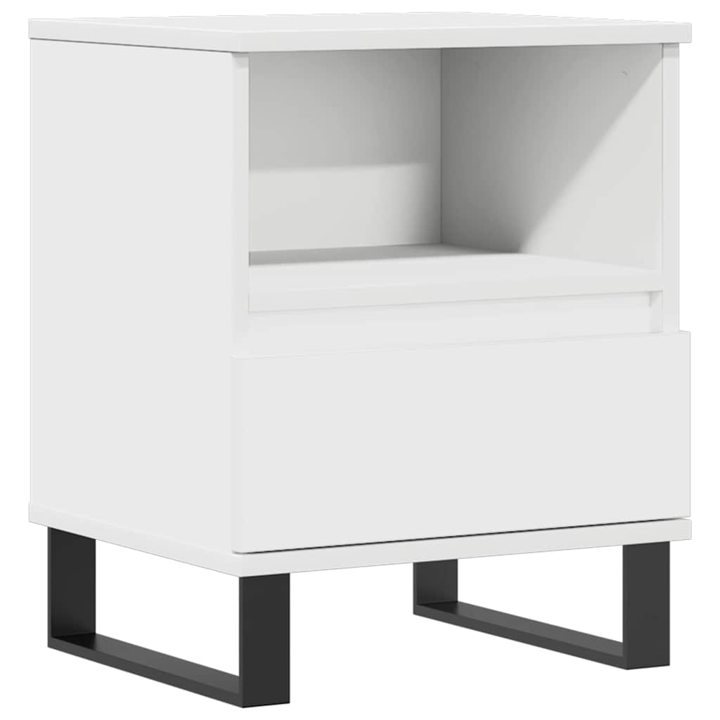 Compact White Bedside Cabinet 40x35x50 cm - Engineered Wood