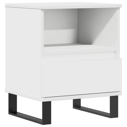 Compact White Bedside Cabinet 40x35x50 cm - Engineered Wood