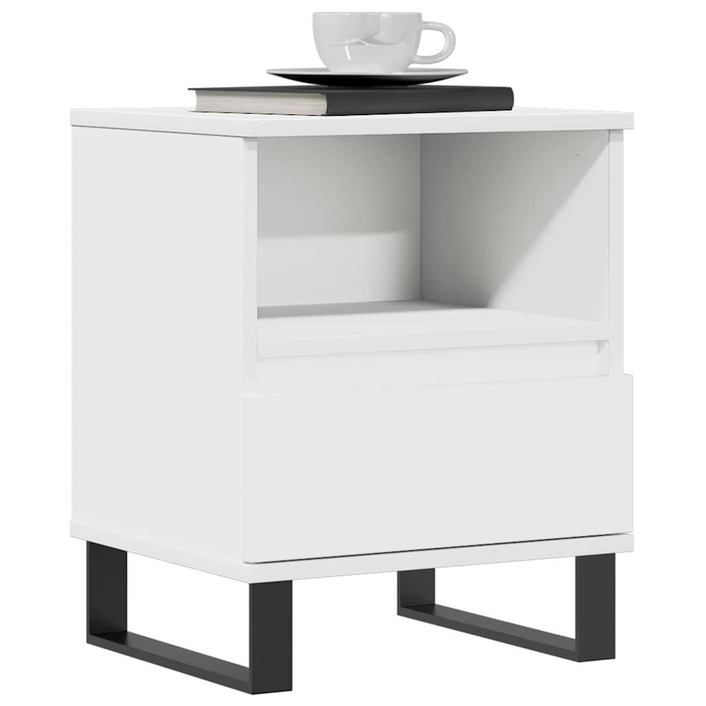 Compact White Bedside Cabinet 40x35x50 cm - Engineered Wood