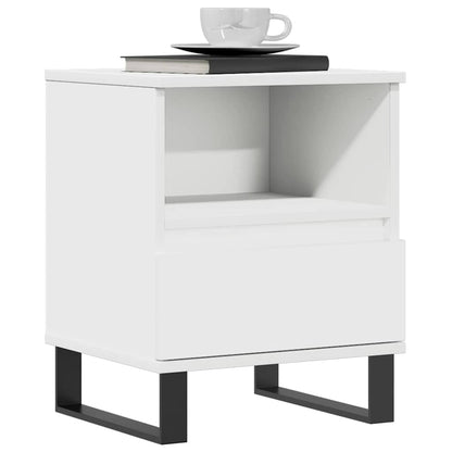 Compact White Bedside Cabinet 40x35x50 cm - Engineered Wood