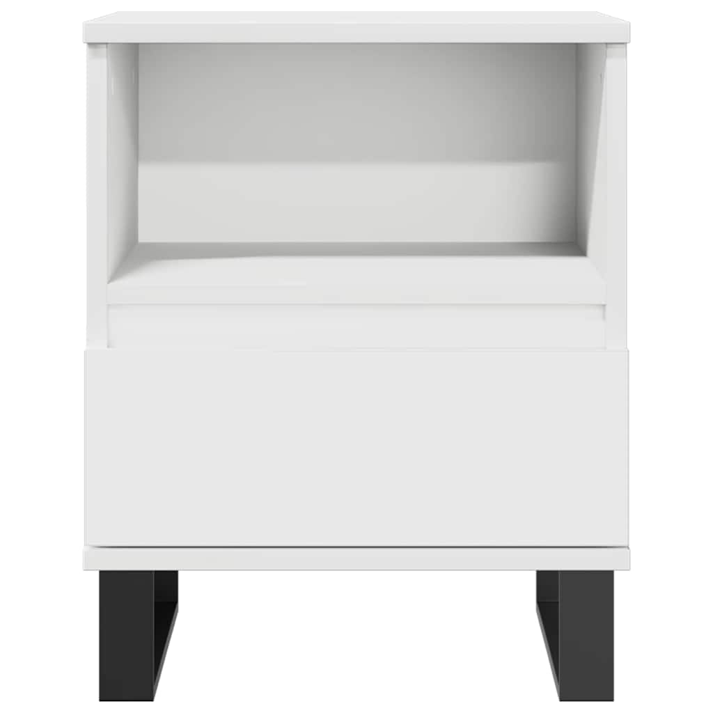 Compact White Bedside Cabinet 40x35x50 cm - Engineered Wood