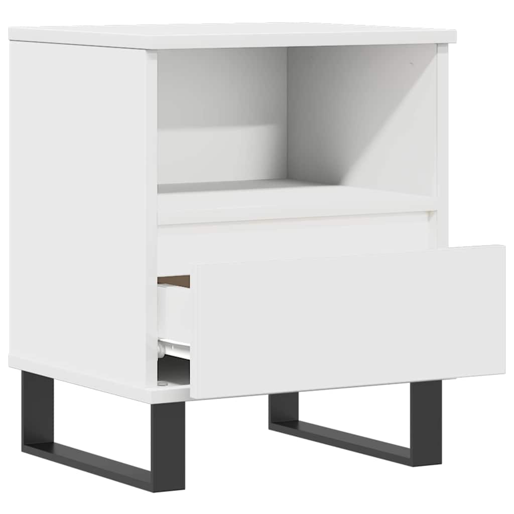 Compact White Bedside Cabinet 40x35x50 cm - Engineered Wood