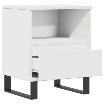 Compact White Bedside Cabinet 40x35x50 cm - Engineered Wood