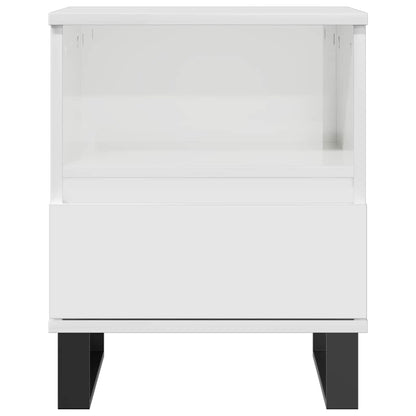 High Gloss White Bedside Cabinet 40x35x50 cm - Engineered Wood