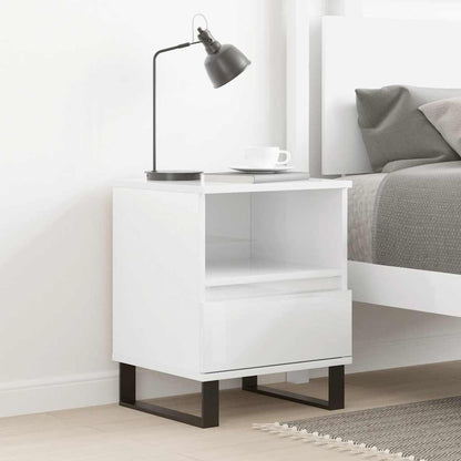 High Gloss White Bedside Cabinet 40x35x50 cm - Engineered Wood