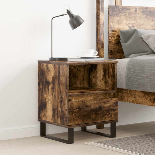 Smoked Oak Bedside Cabinet, 40x35x50 cm - Engineered Wood