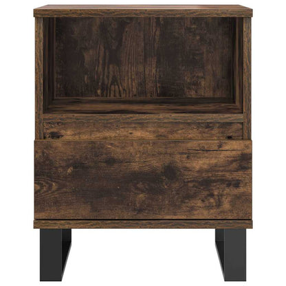 Set of 2 Smoked Oak Bedside Cabinets, 40x35x50cm Engineered Wood