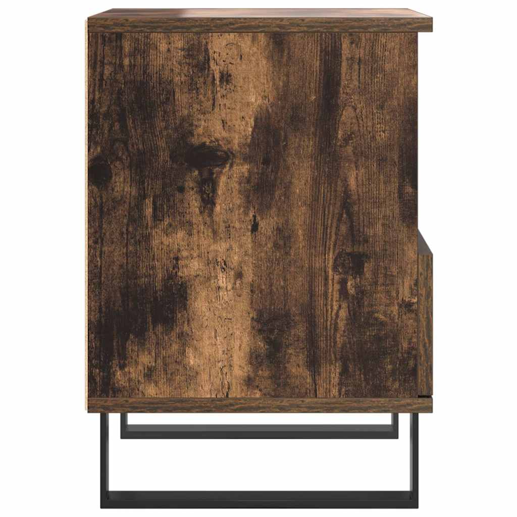 Set of 2 Smoked Oak Bedside Cabinets, 40x35x50cm Engineered Wood