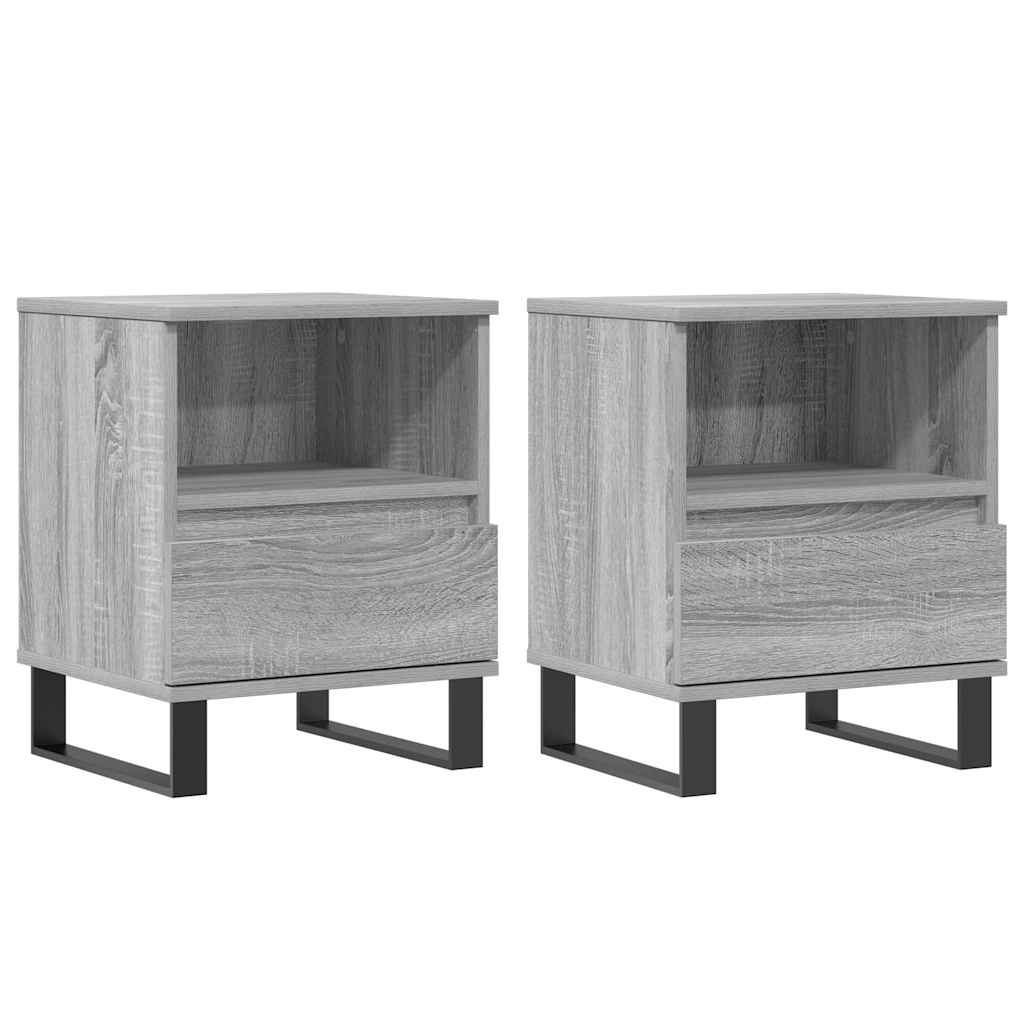 Grey Sonoma Bedside Cabinets 2pcs, 40x35x50cm, Engineered Wood