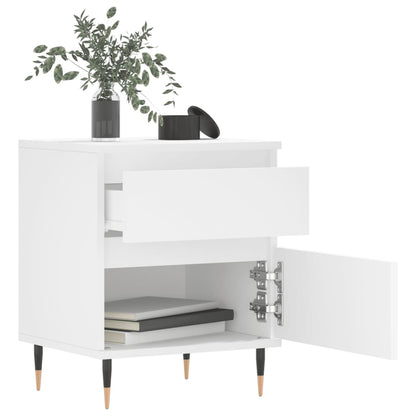Compact White Bedside Cabinet - 40x35x50 cm Engineered Wood