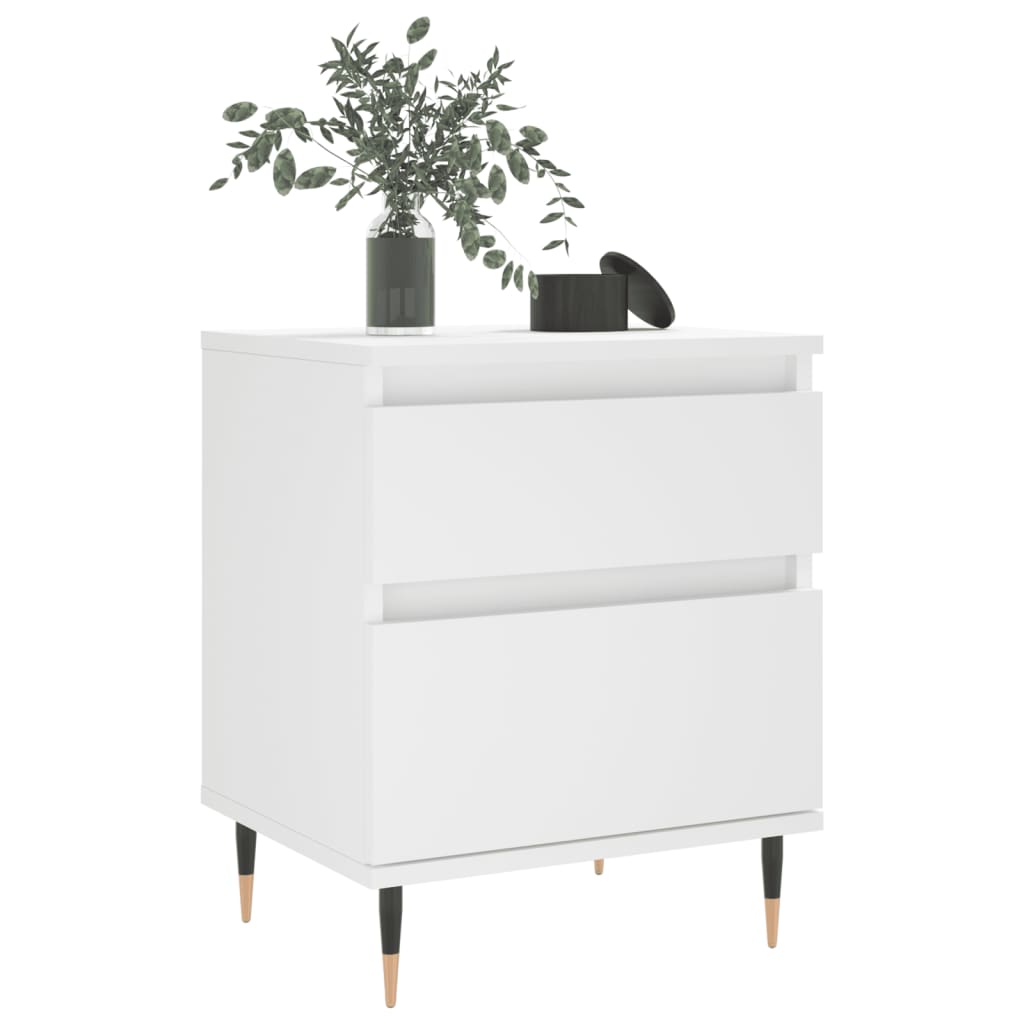 Compact White Bedside Cabinet - 40x35x50 cm Engineered Wood