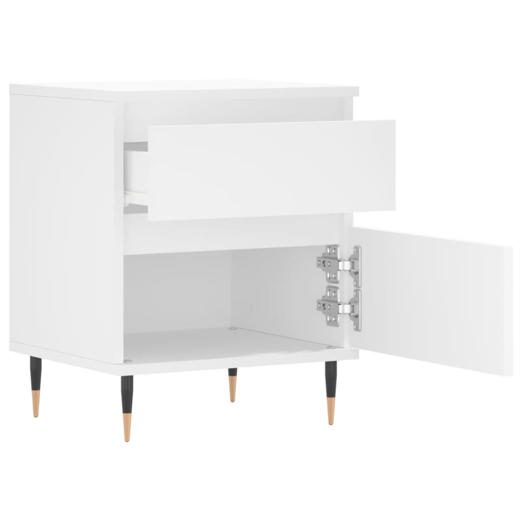 Compact White Bedside Cabinet - 40x35x50 cm Engineered Wood