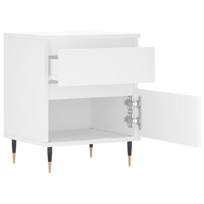 Compact White Bedside Cabinet - 40x35x50 cm Engineered Wood