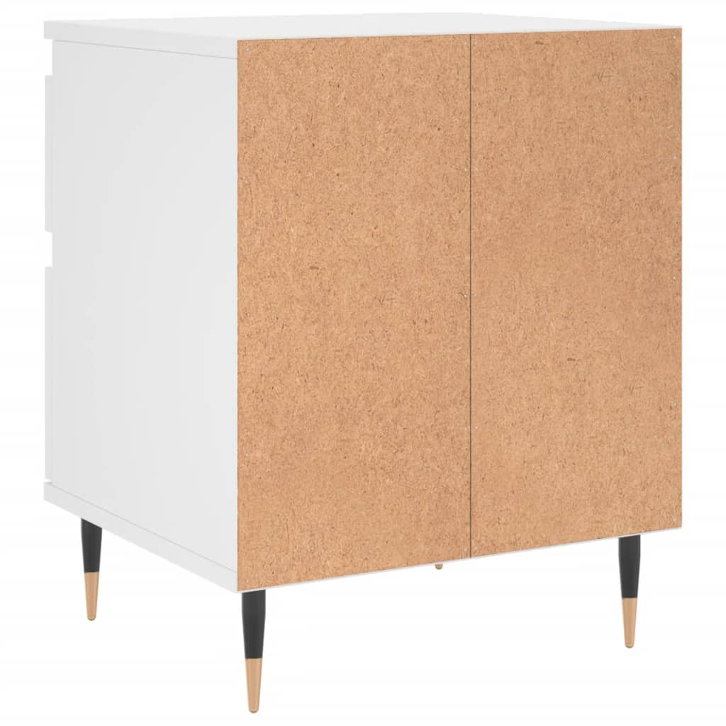 Compact White Bedside Cabinet - 40x35x50 cm Engineered Wood
