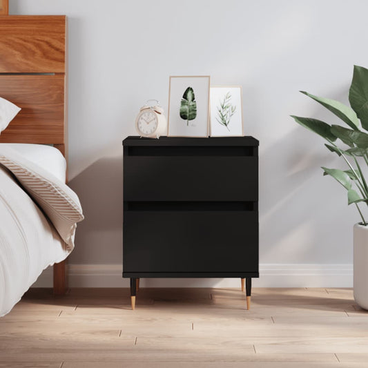 Sleek Black Engineered Wood Bedside Cabinet 40x35x50 cm