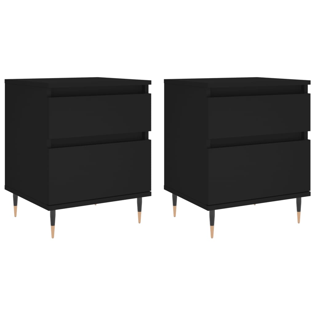 Black Engineered Wood Bedside Cabinets 2 pcs - 40x35x50 cm