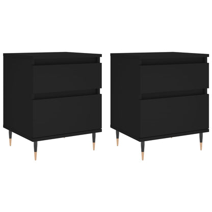 Black Engineered Wood Bedside Cabinets 2 pcs - 40x35x50 cm