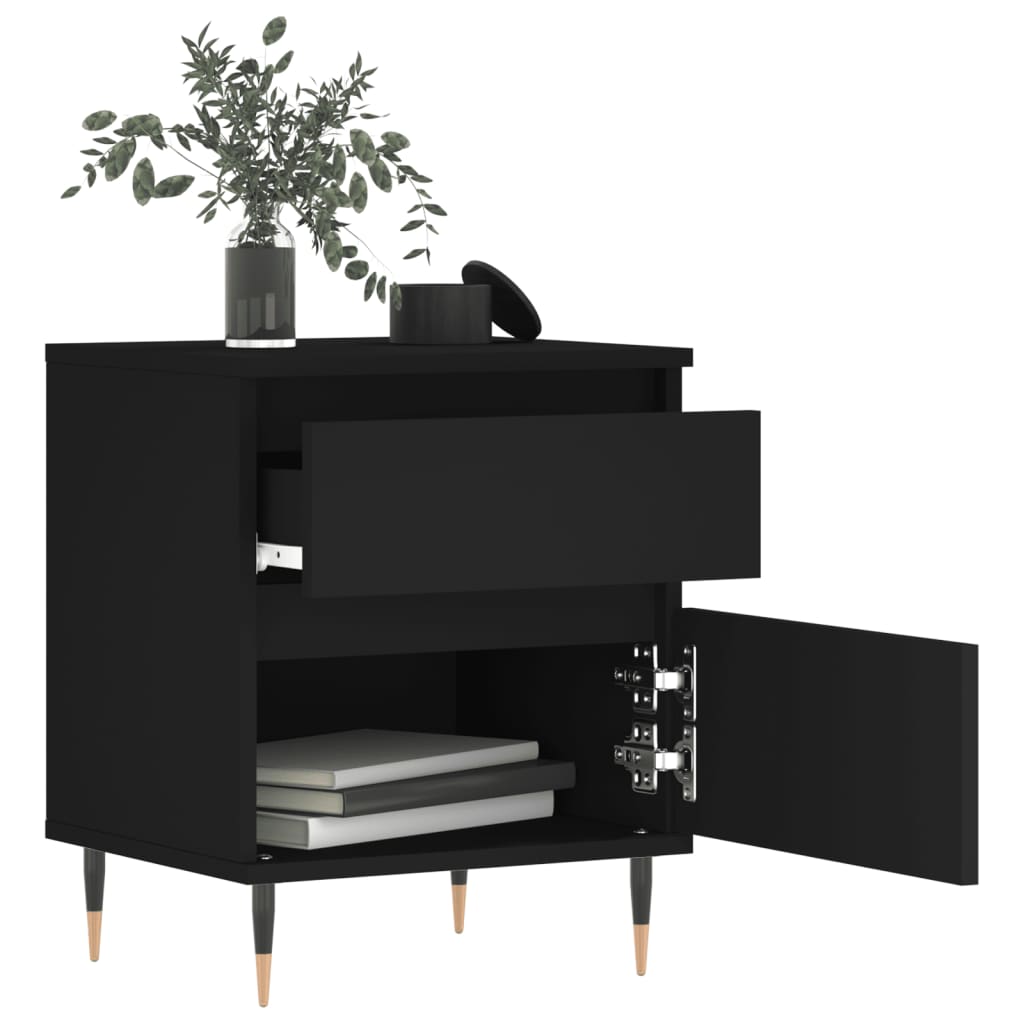 Black Engineered Wood Bedside Cabinets 2 pcs - 40x35x50 cm