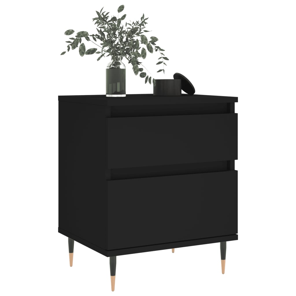 Black Engineered Wood Bedside Cabinets 2 pcs - 40x35x50 cm