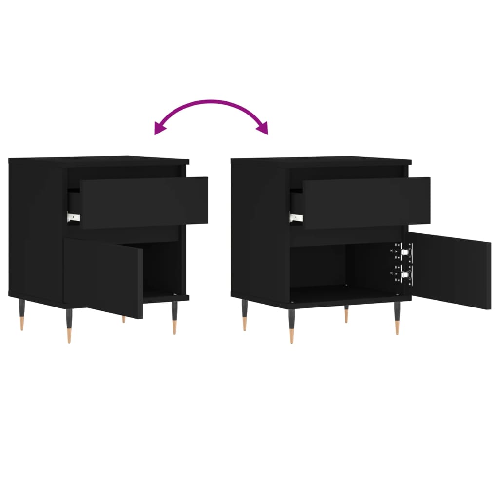 Black Engineered Wood Bedside Cabinets 2 pcs - 40x35x50 cm