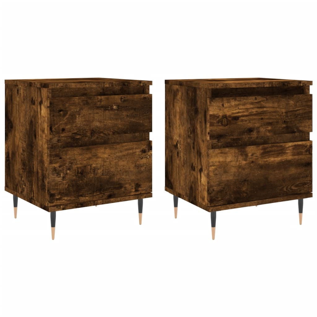Smoked Oak Bedside Cabinets Set: 2pcs, 40x35x50 cm, Engineered Wood