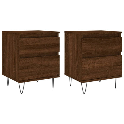 Set of 2 Brown Oak Bedside Cabinets, 40x35x50cm, Engineered Wood