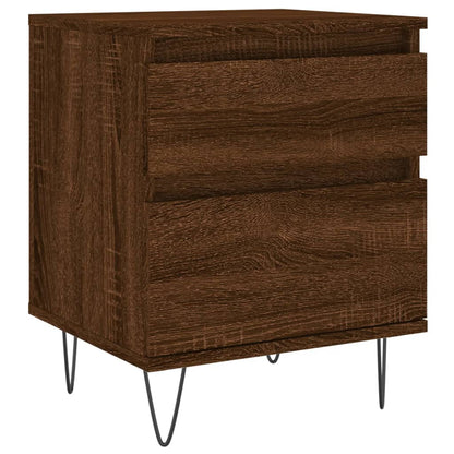 Set of 2 Brown Oak Bedside Cabinets, 40x35x50cm, Engineered Wood