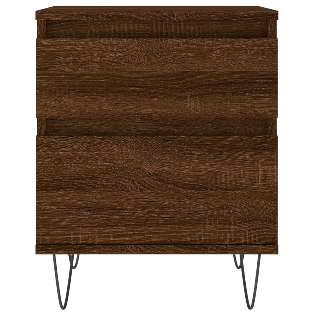 Set of 2 Brown Oak Bedside Cabinets, 40x35x50cm, Engineered Wood