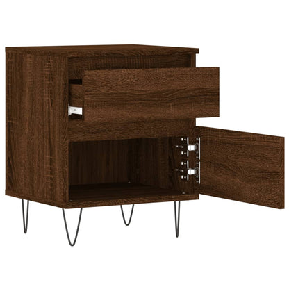 Set of 2 Brown Oak Bedside Cabinets, 40x35x50cm, Engineered Wood