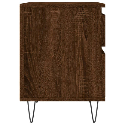 Set of 2 Brown Oak Bedside Cabinets, 40x35x50cm, Engineered Wood