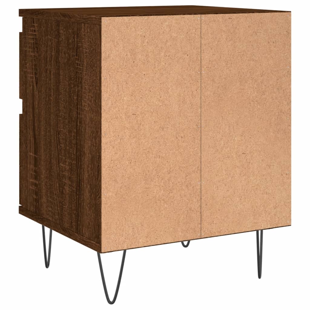 Set of 2 Brown Oak Bedside Cabinets, 40x35x50cm, Engineered Wood