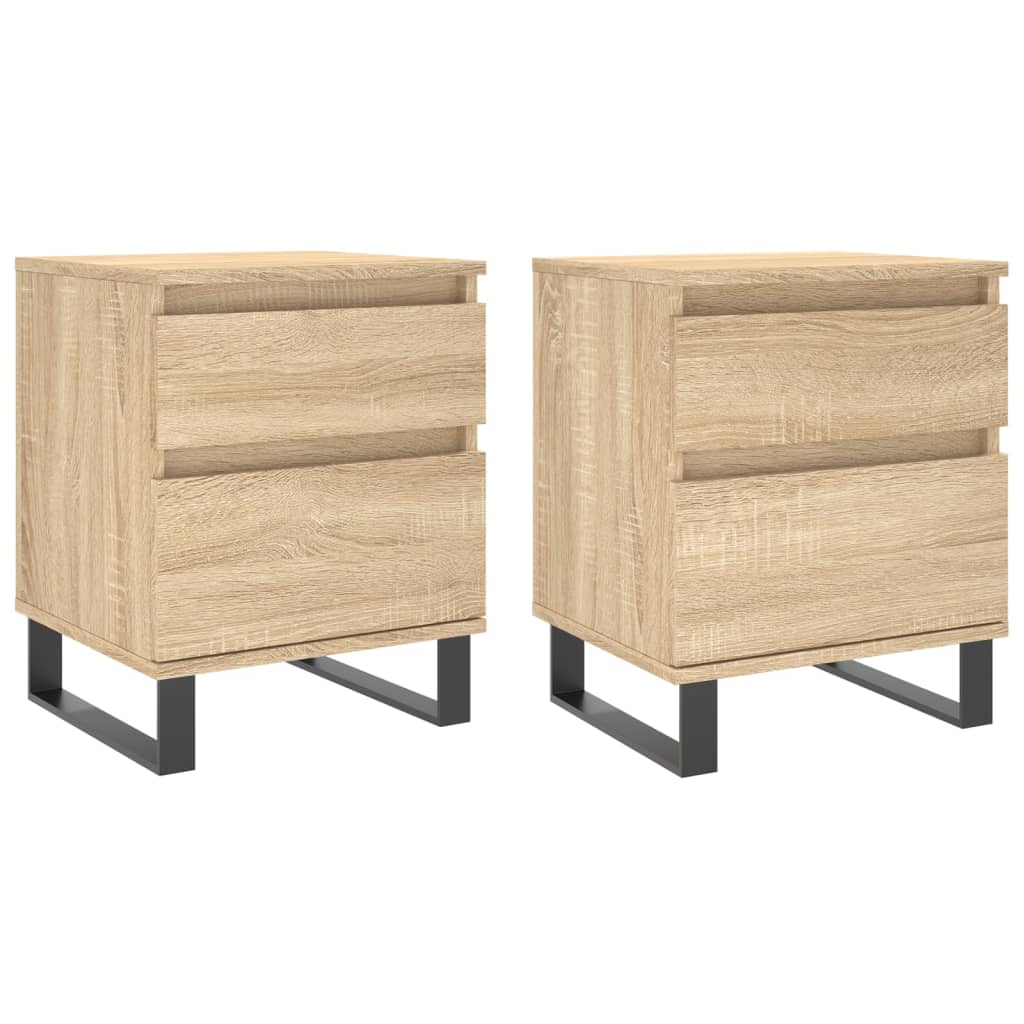Sonoma Oak Bedside Cabinets 2pcs - 40x35x50cm Engineered Wood