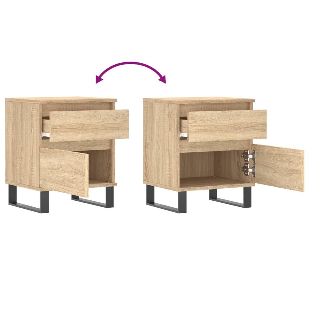Sonoma Oak Bedside Cabinets 2pcs - 40x35x50cm Engineered Wood