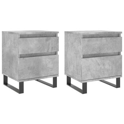 Concrete Grey Bedside Cabinets Set - 2 Pieces, Engineered Wood