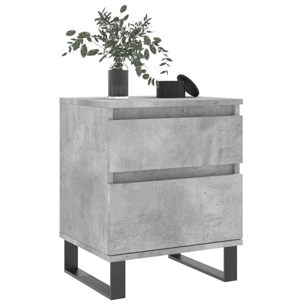 Concrete Grey Bedside Cabinets Set - 2 Pieces, Engineered Wood