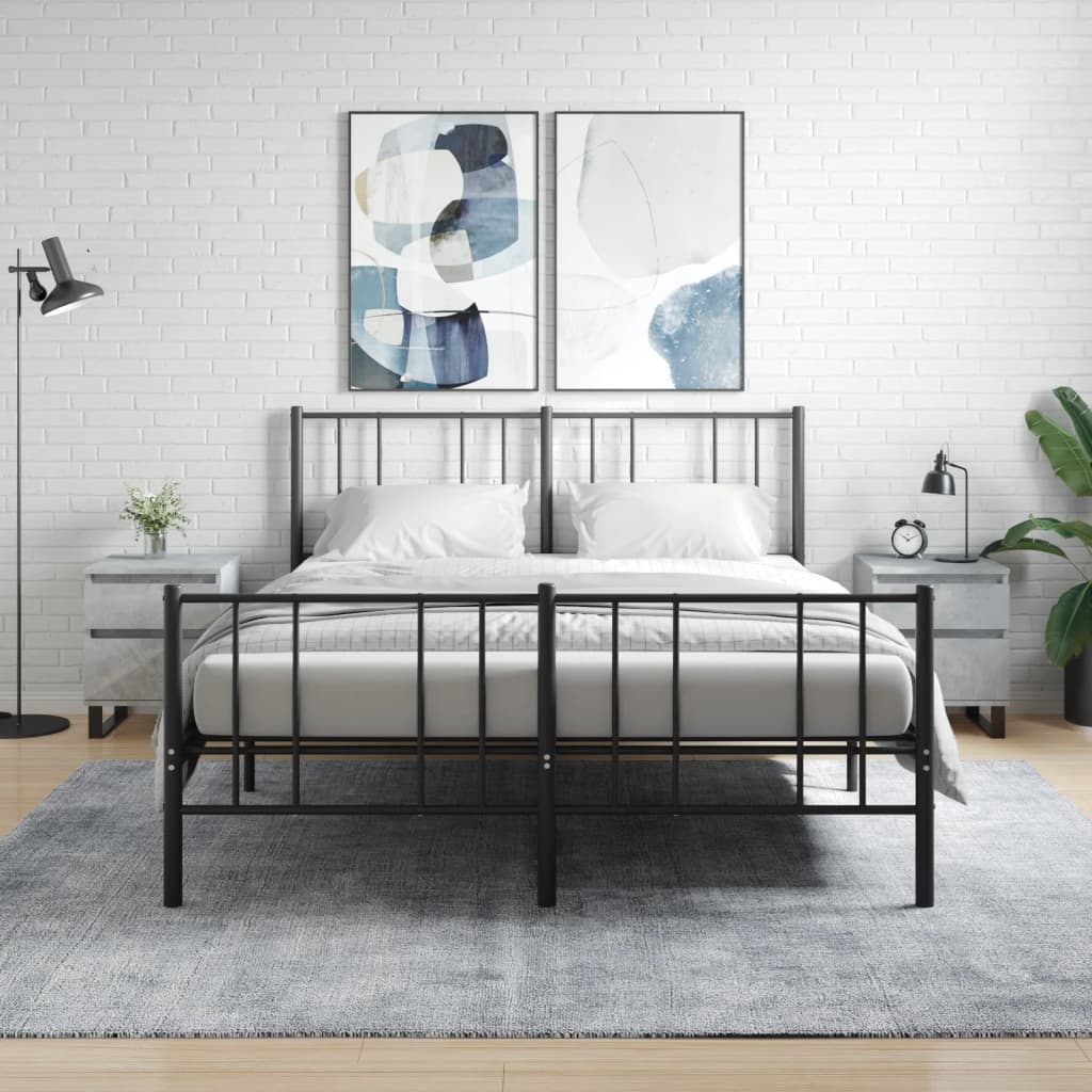 Concrete Grey Bedside Cabinets Set - 2 Pieces, Engineered Wood