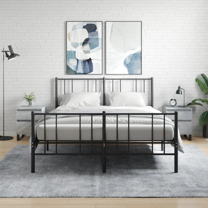 Concrete Grey Bedside Cabinets Set - 2 Pieces, Engineered Wood