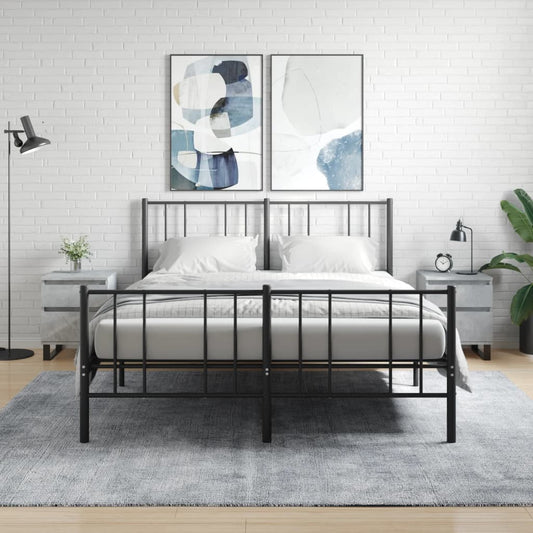 Concrete Grey Bedside Cabinets Set - 2 Pieces, Engineered Wood