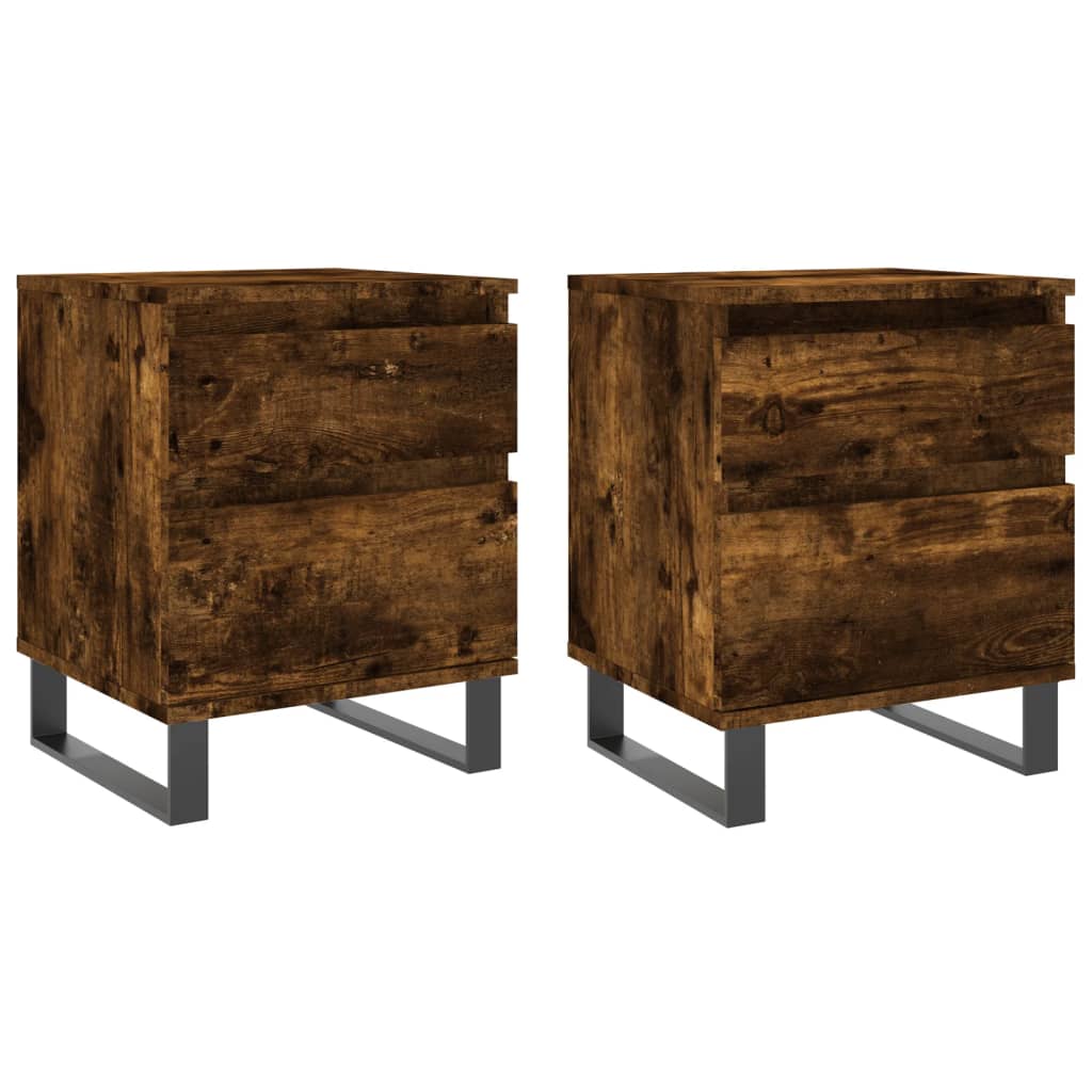 Smoked Oak Bedside Cabinets 2pcs 40x35x50cm Engineered Wood
