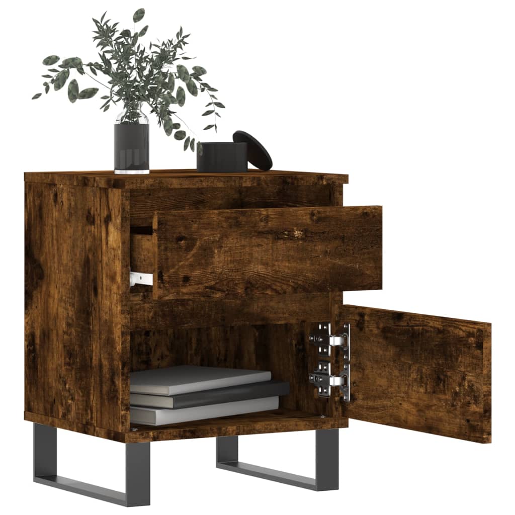 Smoked Oak Bedside Cabinets 2pcs 40x35x50cm Engineered Wood