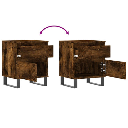 Smoked Oak Bedside Cabinets 2pcs 40x35x50cm Engineered Wood