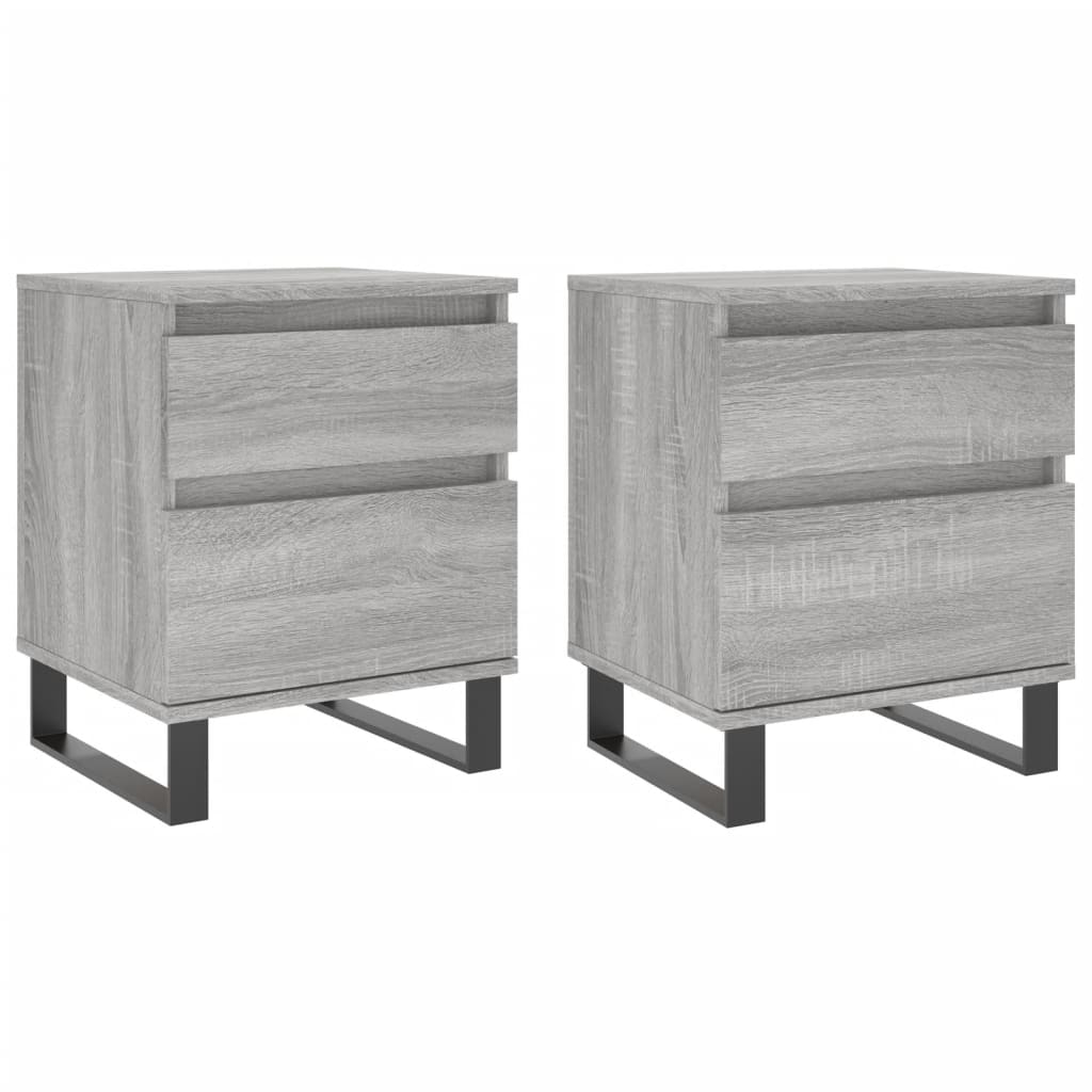 Grey Sonoma Bedside Cabinets Set of 2 - Engineered Wood 40x35x50 cm