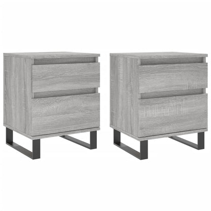 Grey Sonoma Bedside Cabinets Set of 2 - Engineered Wood 40x35x50 cm