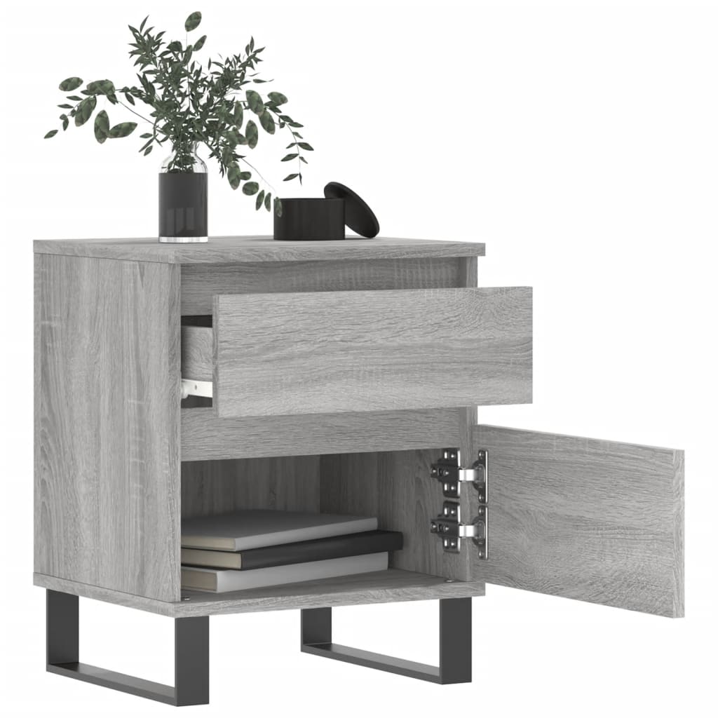 Grey Sonoma Bedside Cabinets Set of 2 - Engineered Wood 40x35x50 cm
