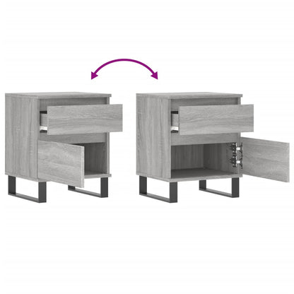 Grey Sonoma Bedside Cabinets Set of 2 - Engineered Wood 40x35x50 cm