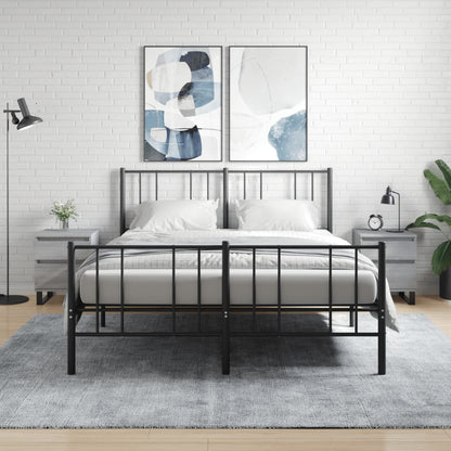 Grey Sonoma Bedside Cabinets Set of 2 - Engineered Wood 40x35x50 cm